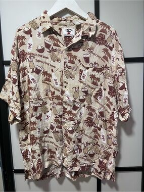 Vintage Malibu Rum Hawaiian Shirt XL "Seriously Easy Going" Rayon Tropical